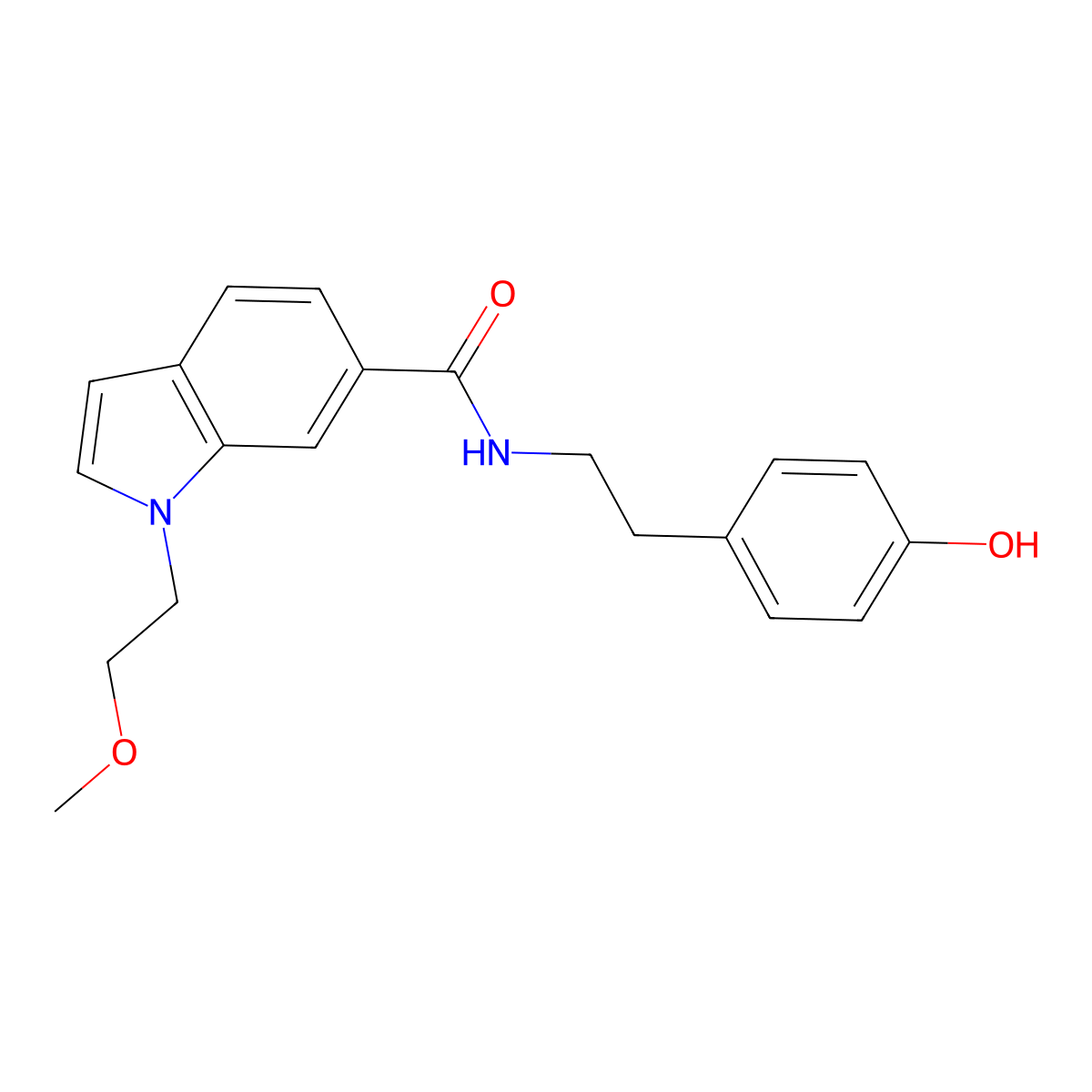 N-[2-(4-hydroxyphenyl)ethyl]-1-(2-methoxyethyl)-1H-indole-6-carboxamide molecular structure, CAS 1574412-43-3