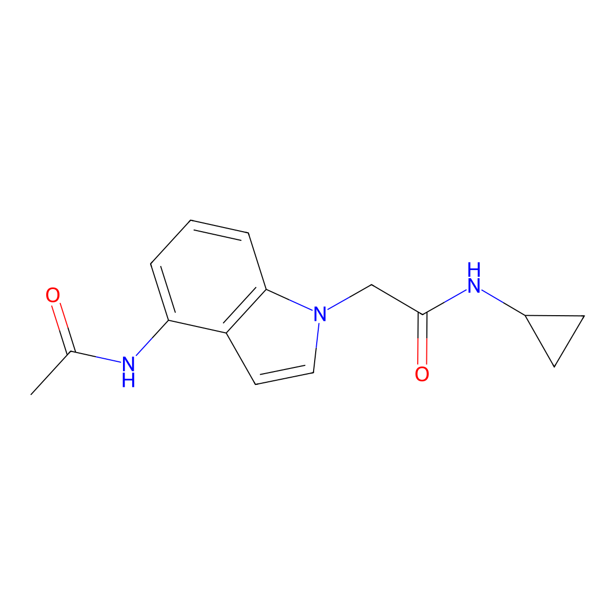 2-[4-(acetylamino)-1H-indol-1-yl]-N-cyclopropylacetamide molecular structure, CAS 1574463-54-9