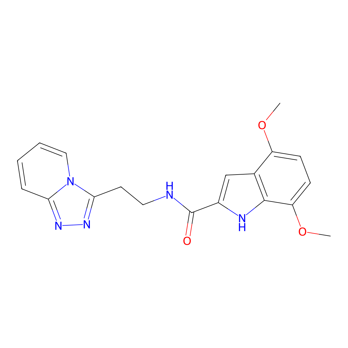 4,7-dimethoxy-N-[2-([1,2,4]triazolo[4,3-a]pyridin-3-yl)ethyl]-1H-indole-2-carboxamide molecular structure, CAS 1574463-58-3