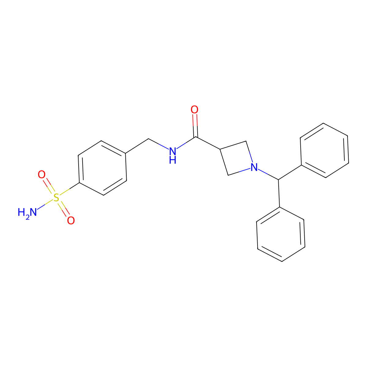 1-(diphenylmethyl)-N-(4-sulfamoylbenzyl)azetidine-3-carboxamide molecular structure, CAS 1574463-60-7