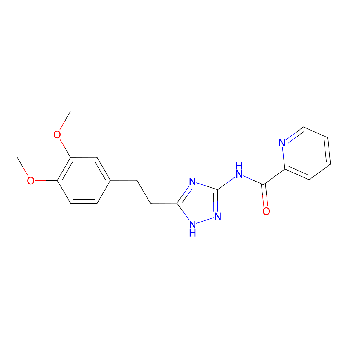 N-{3-[2-(3,4-dimethoxyphenyl)ethyl]-1H-1,2,4-triazol-5-yl}pyridine-2-carboxamide molecular structure, CAS 1574463-67-4