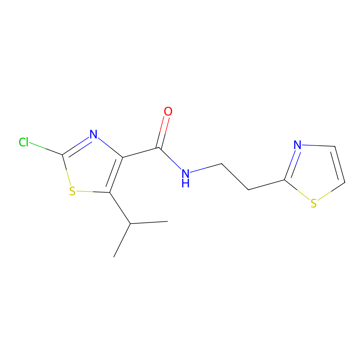 2-chloro-5-(propan-2-yl)-N-[2-(1,3-thiazol-2-yl)ethyl]-1,3-thiazole-4-carboxamide molecular structure, CAS 1574463-68-5
