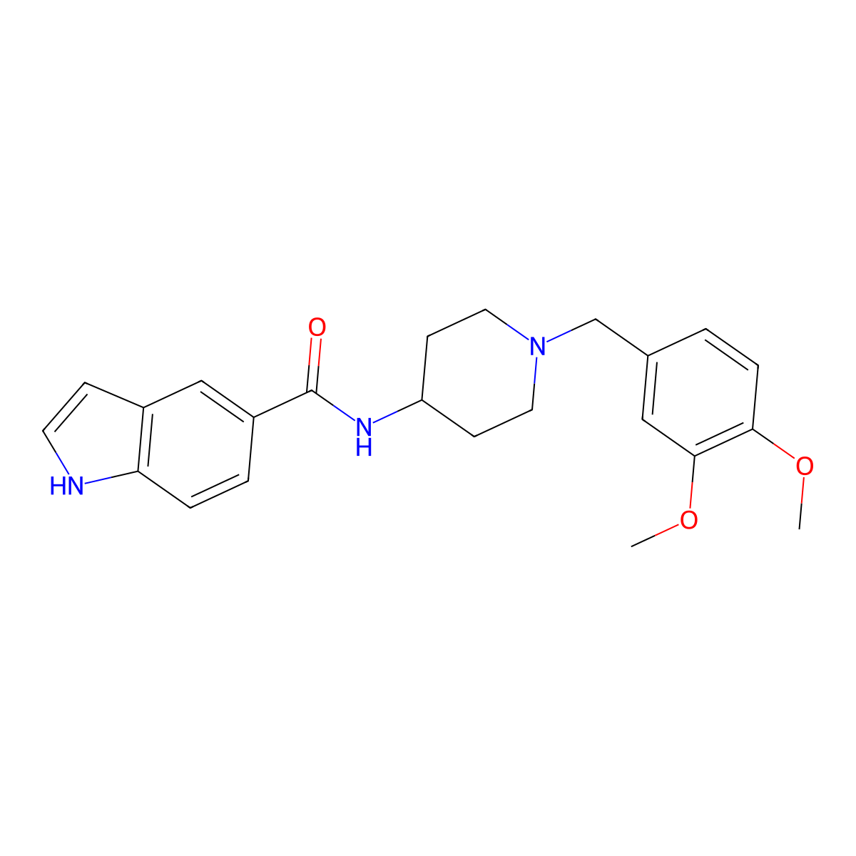 N-[1-(3,4-dimethoxybenzyl)piperidin-4-yl]-1H-indole-5-carboxamide molecular structure, CAS 1574463-70-9