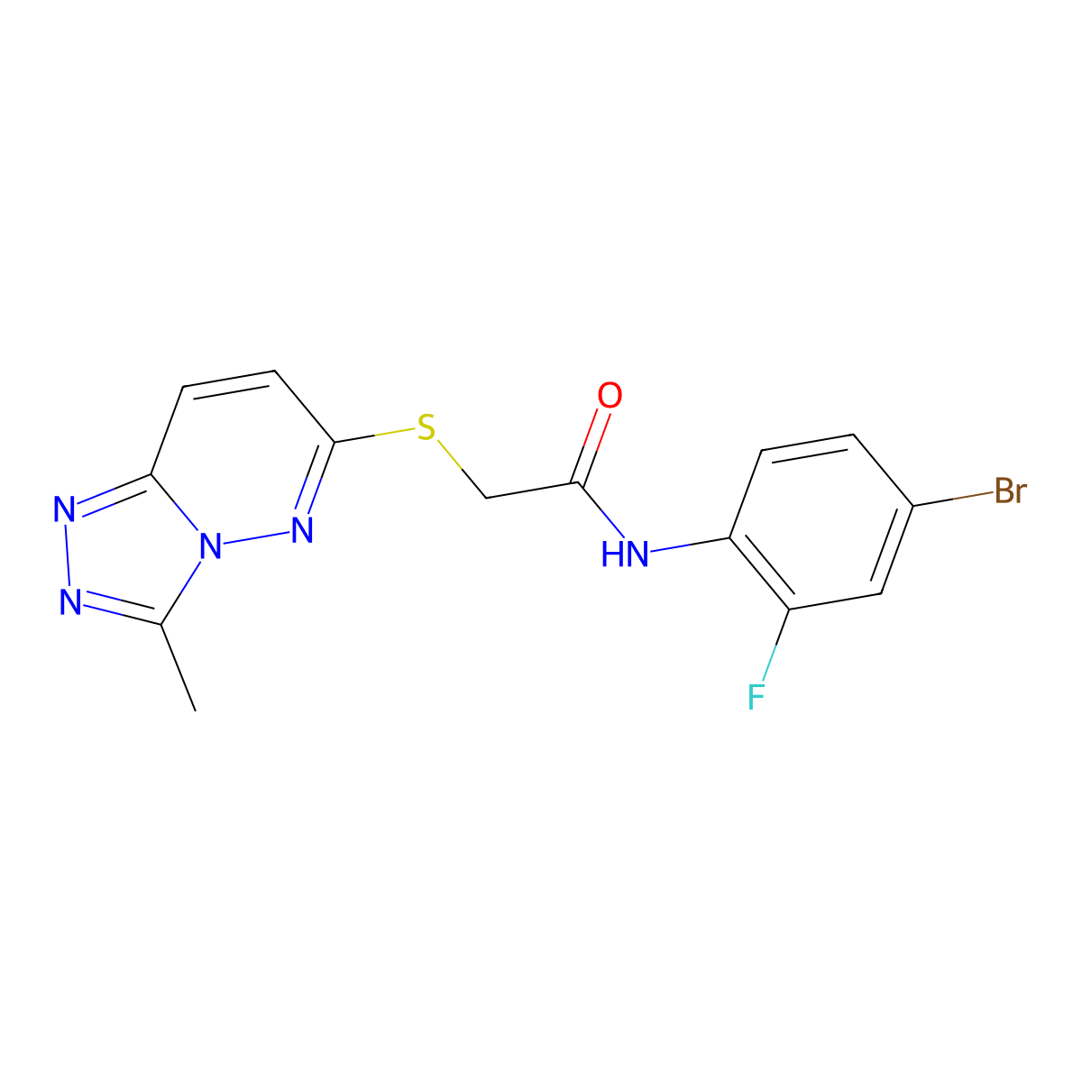 N-(4-bromo-2-fluorophenyl)-2-[(3-methyl[1,2,4]triazolo[4,3-b]pyridazin-6-yl)sulfanyl]acetamide molecular structure, CAS 1574463-71-0