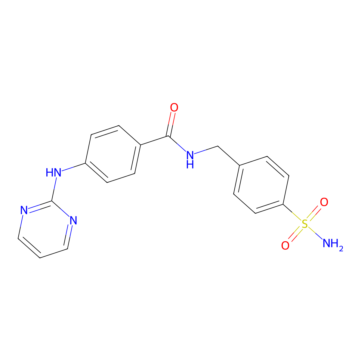 4-(pyrimidin-2-ylamino)-N-(4-sulfamoylbenzyl)benzamide molecular structure, CAS 1574463-72-1