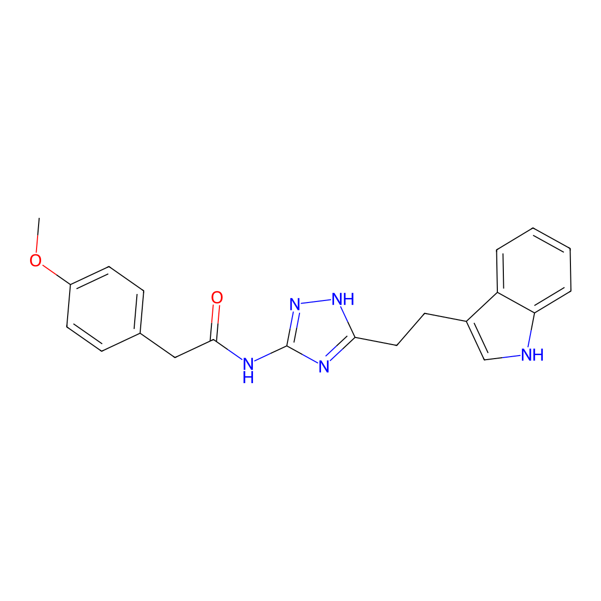 N-{3-[2-(1H-indol-3-yl)ethyl]-1H-1,2,4-triazol-5-yl}-2-(4-methoxyphenyl)acetamide molecular structure, CAS 1574463-77-6