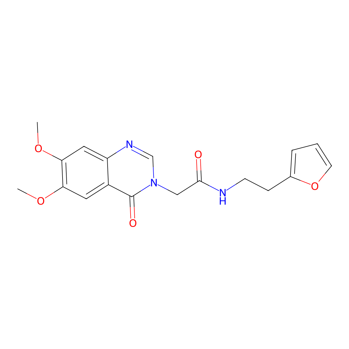 2-(6,7-dimethoxy-4-oxoquinazolin-3(4H)-yl)-N-[2-(furan-2-yl)ethyl]acetamide molecular structure, CAS 1574463-79-8