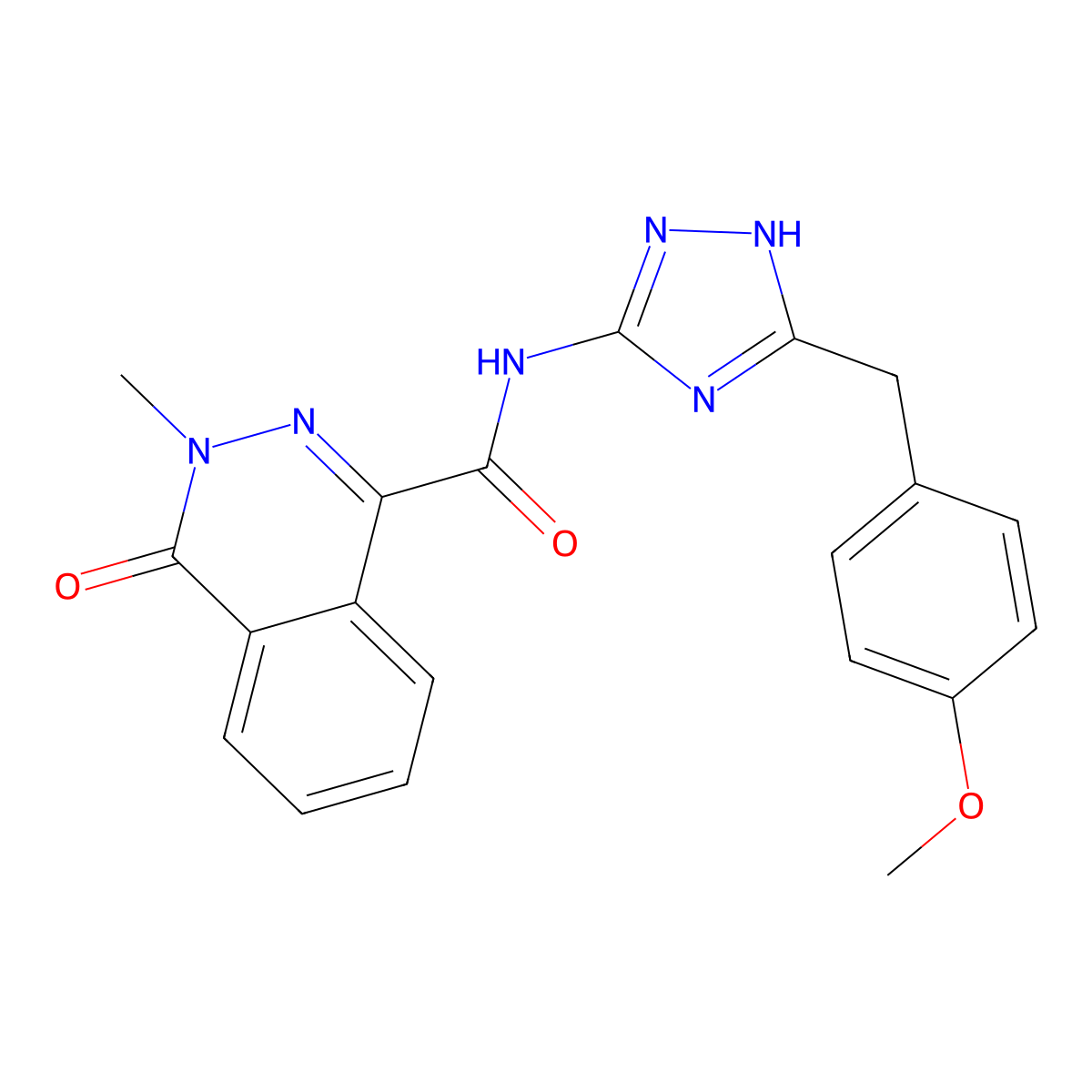 N-[3-(4-methoxybenzyl)-1H-1,2,4-triazol-5-yl]-3-methyl-4-oxo-3,4-dihydrophthalazine-1-carboxamide molecular structure, CAS 1574463-92-5