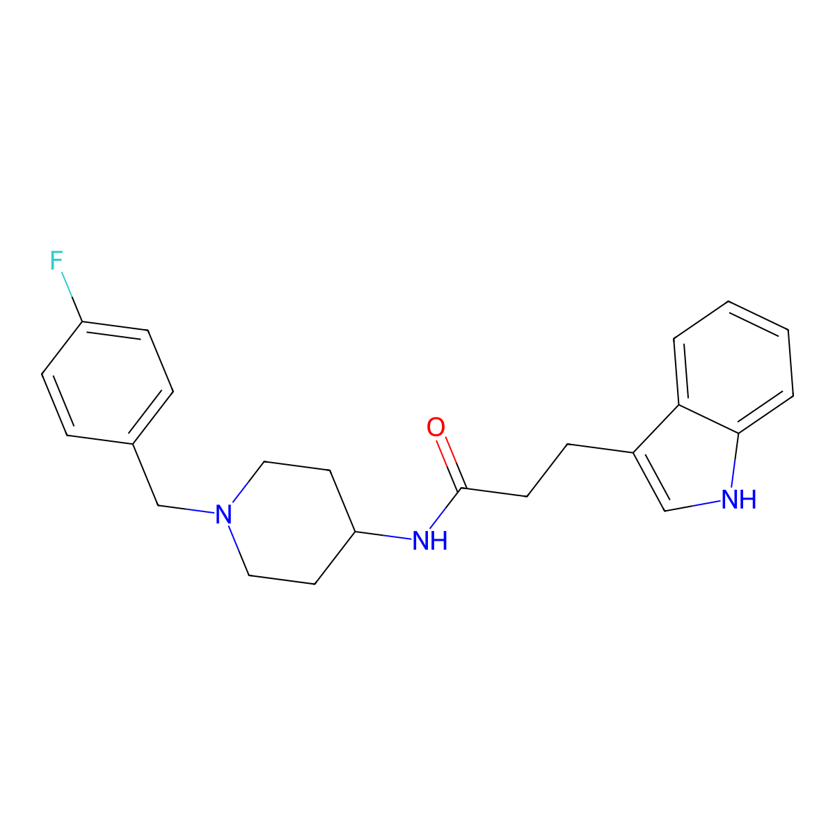 N-[1-(4-fluorobenzyl)piperidin-4-yl]-3-(1H-indol-3-yl)propanamide molecular structure, CAS 1574463-95-8