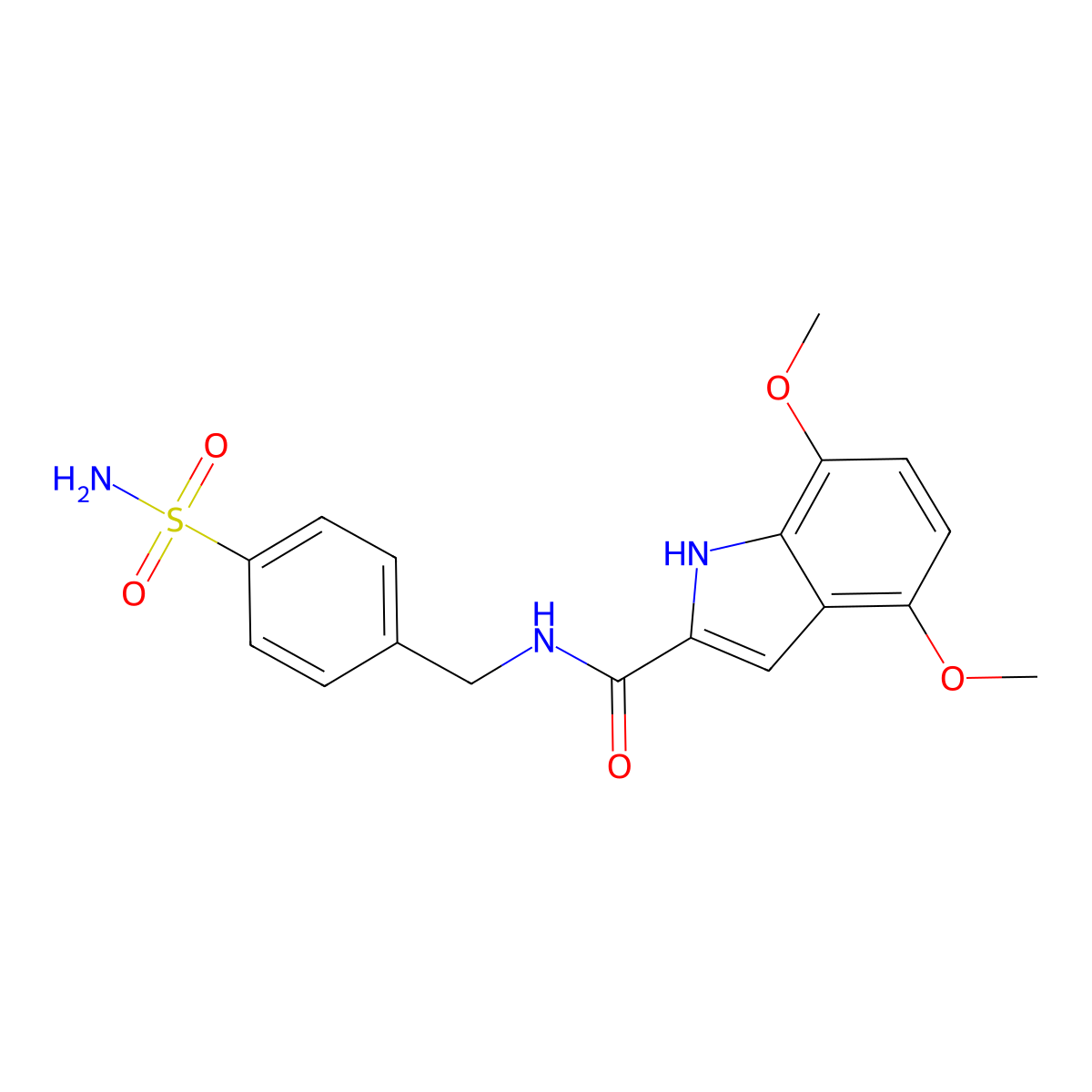 4,7-dimethoxy-N-(4-sulfamoylbenzyl)-1H-indole-2-carboxamide molecular structure, CAS 1574464-03-1