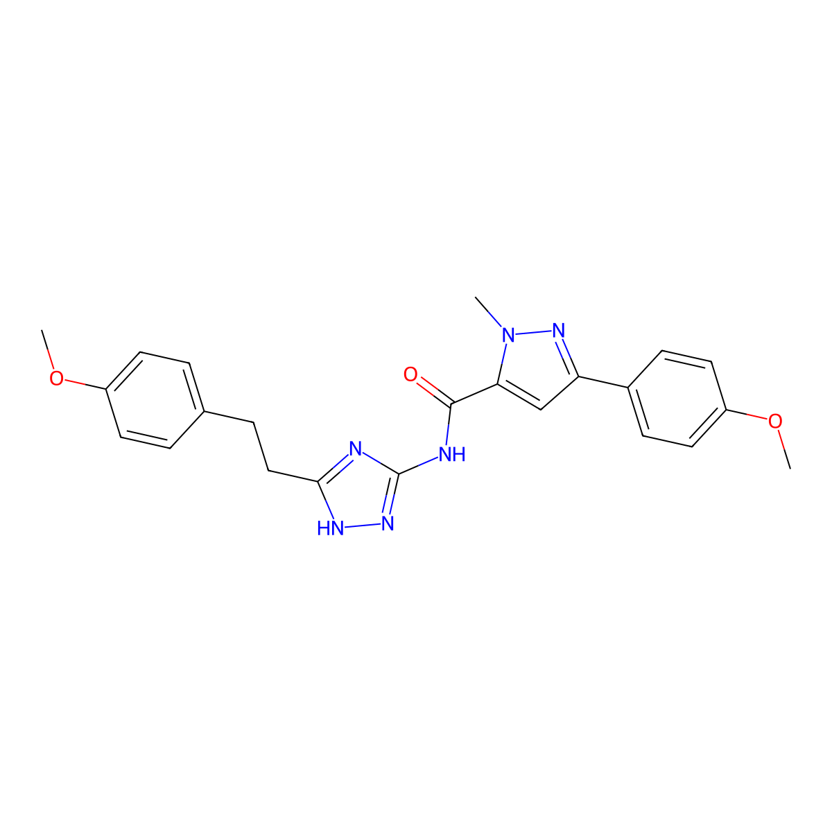 3-(4-methoxyphenyl)-N-{3-[2-(4-methoxyphenyl)ethyl]-1H-1,2,4-triazol-5-yl}-1-methyl-1H-pyrazole-5-carboxamide molecular structure, CAS 1574464-13-3