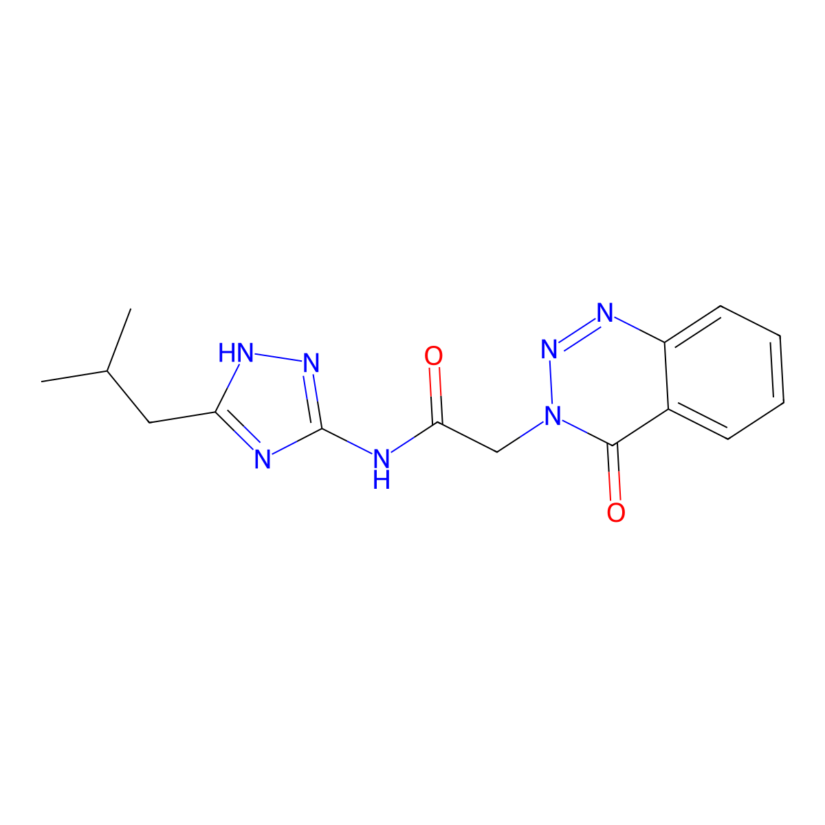 N-[3-(2-methylpropyl)-1H-1,2,4-triazol-5-yl]-2-(4-oxo-1,2,3-benzotriazin-3(4H)-yl)acetamide molecular structure, CAS 1574464-14-4