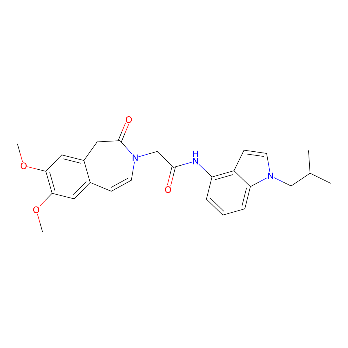 2-(7,8-dimethoxy-2-oxo-1,2-dihydro-3H-3-benzazepin-3-yl)-N-[1-(2-methylpropyl)-1H-indol-4-yl]acetamide molecular structure, CAS 1574464-30-4