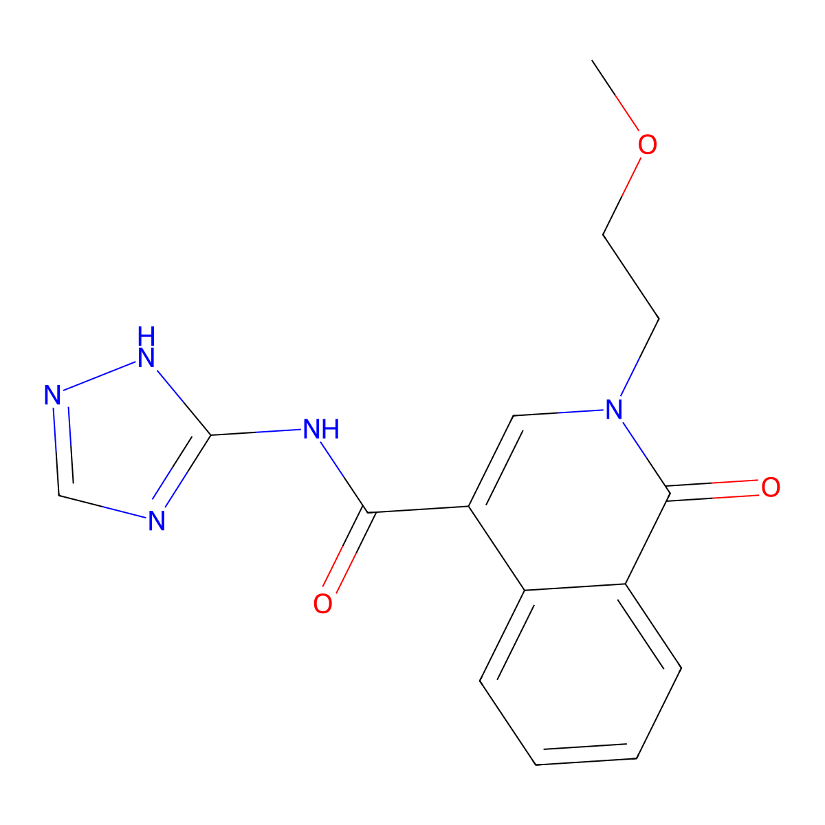 2-(2-methoxyethyl)-1-oxo-N-(4H-1,2,4-triazol-3-yl)-1,2-dihydroisoquinoline-4-carboxamide molecular structure, CAS 1574464-35-9