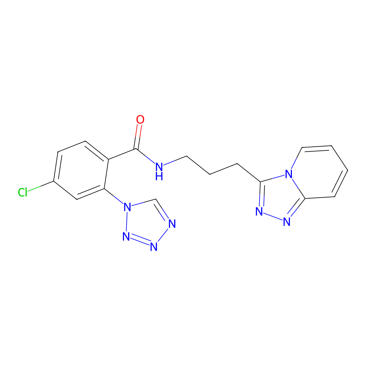 4-chloro-2-(1H-1,2,3,4-tetraazol-1-yl)-N-(3-[1,2,4]triazolo[4,3-a]pyridin-3-ylpropyl)benzamide molecular structure, CAS 1574464-65-5
