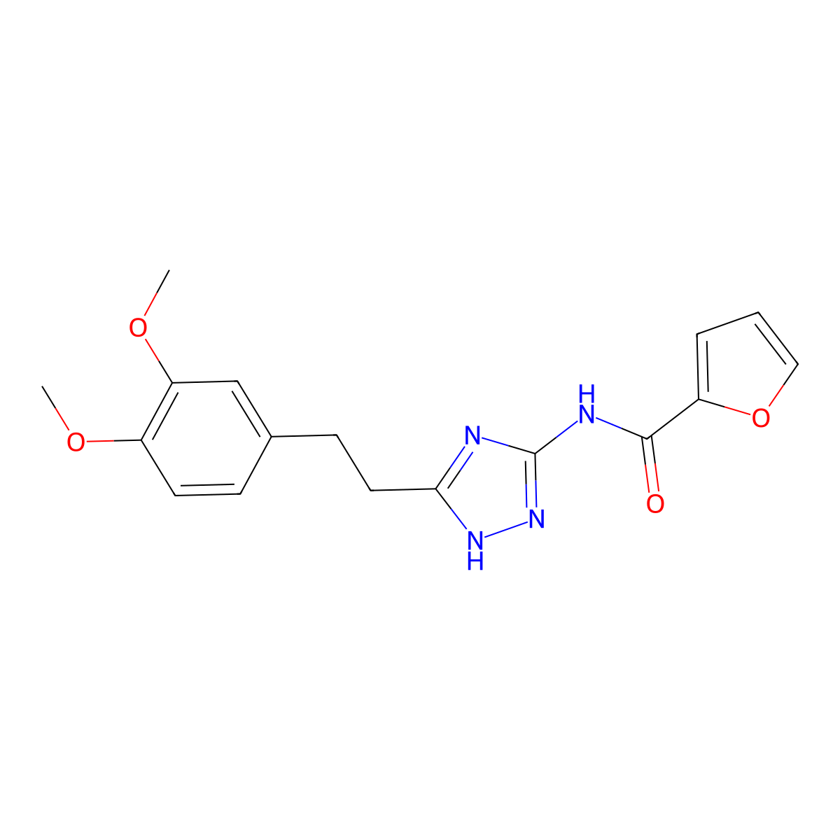 N-{3-[2-(3,4-dimethoxyphenyl)ethyl]-1H-1,2,4-triazol-5-yl}furan-2-carboxamide molecular structure, CAS 1574464-74-6