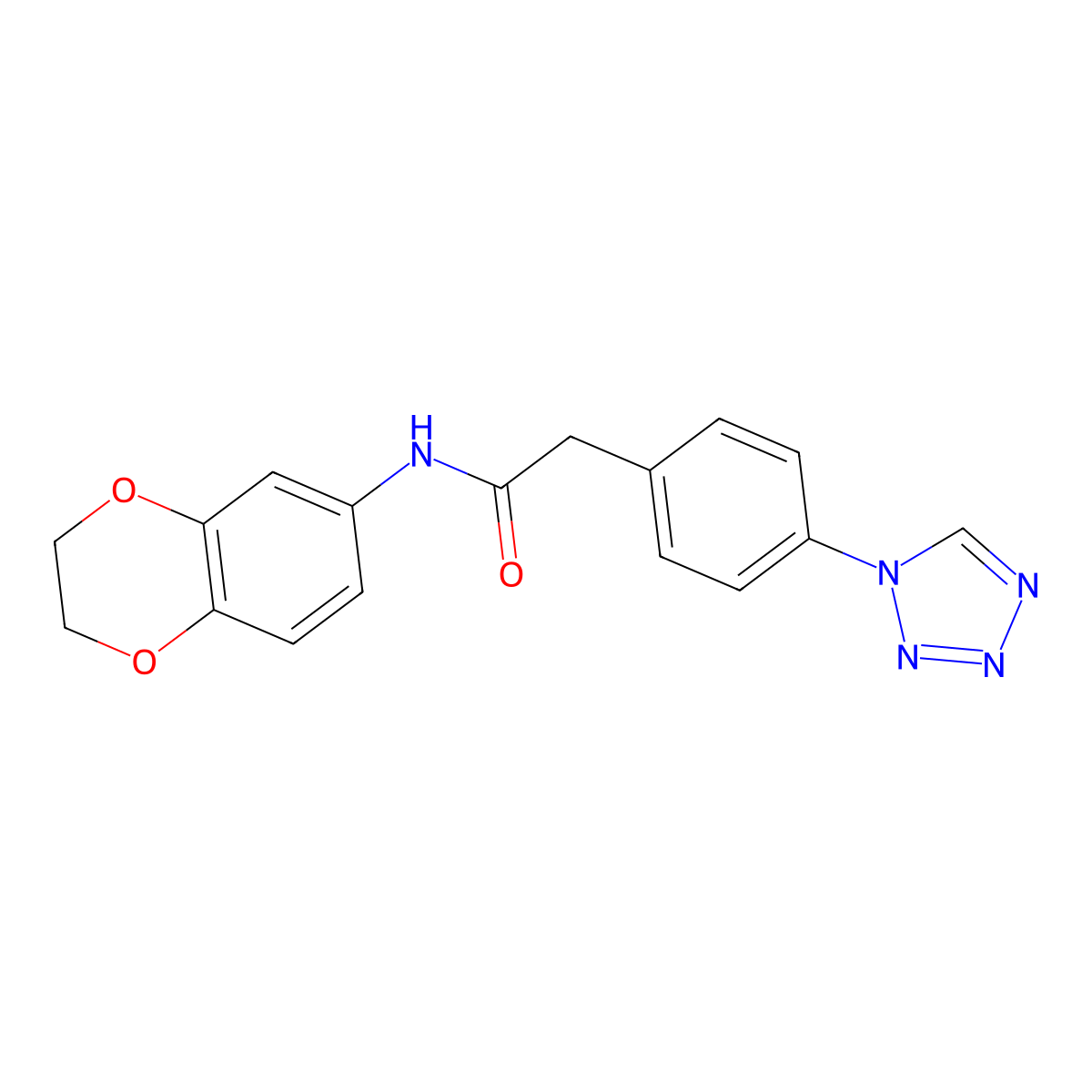 N-(2,3-dihydro-1,4-benzodioxin-6-yl)-2-[4-(1H-tetrazol-1-yl)phenyl]acetamide molecular structure, CAS 1574464-81-5
