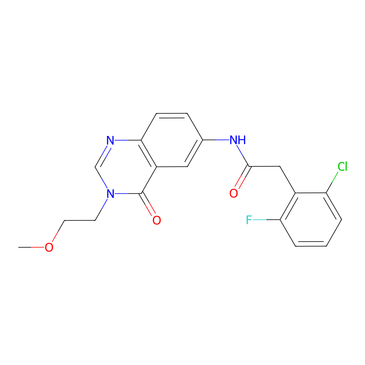 2-(2-chloro-6-fluorophenyl)-N-[3-(2-methoxyethyl)-4-oxo-3,4-dihydroquinazolin-6-yl]acetamide molecular structure, CAS 1574464-91-7