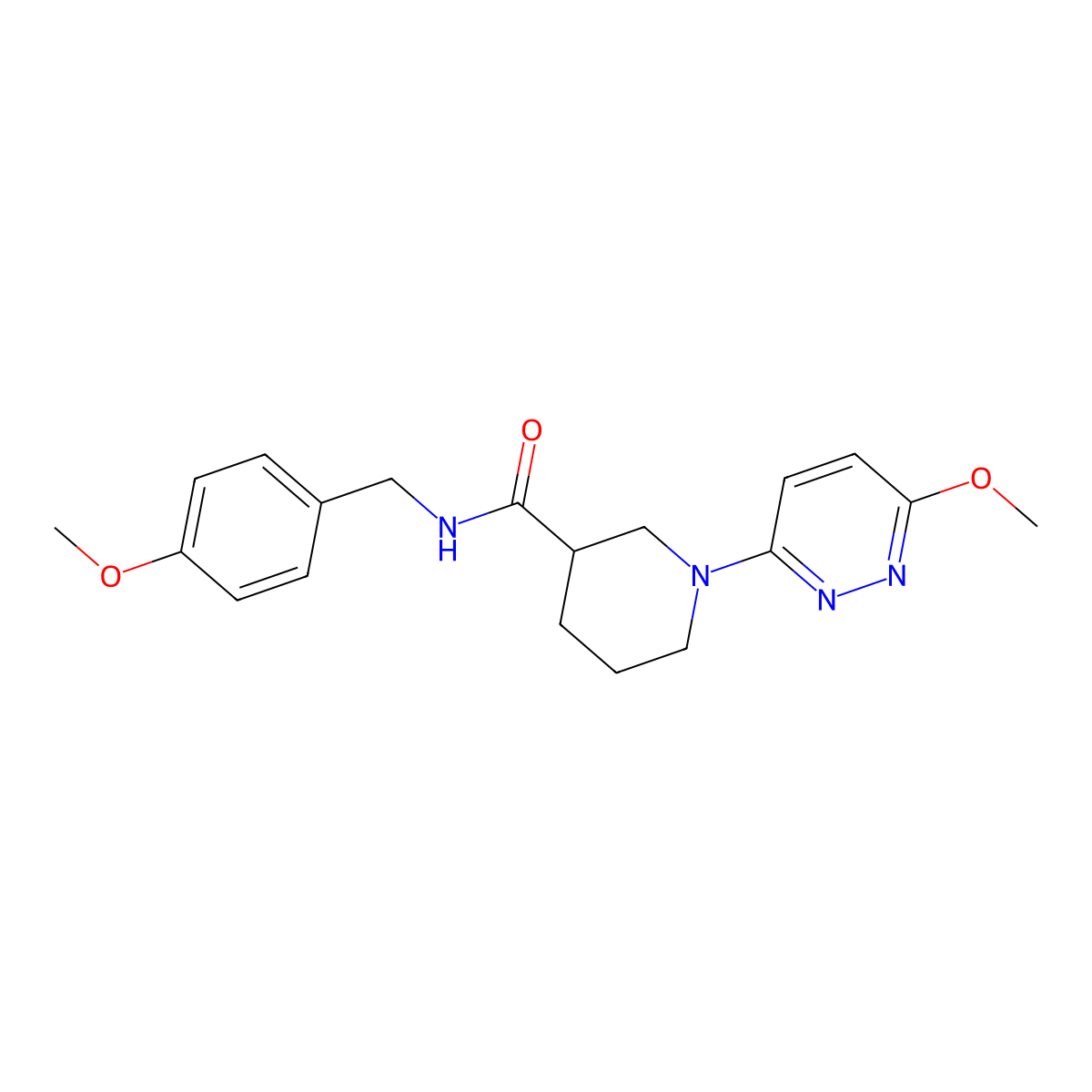 N-(4-methoxybenzyl)-1-(6-methoxypyridazin-3-yl)piperidine-3-carboxamide molecular structure, CAS 1574464-98-4