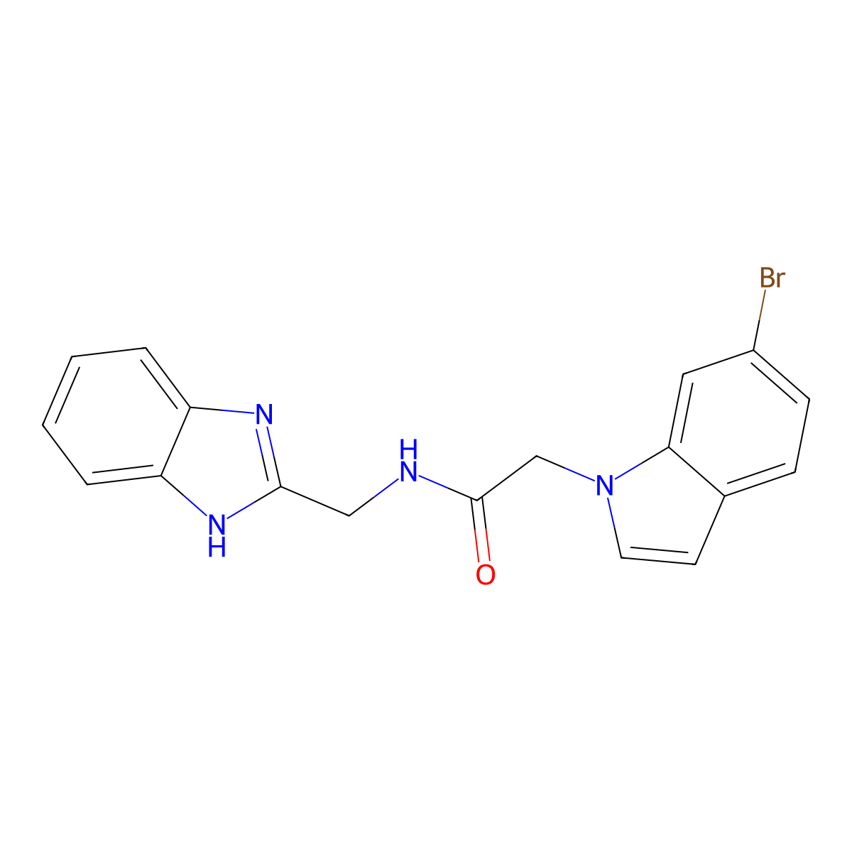 N-(1H-1,3-benzimidazol-2-ylmethyl)-2-(6-bromo-1H-indol-1-yl)acetamide molecular structure, CAS 1574464-99-5