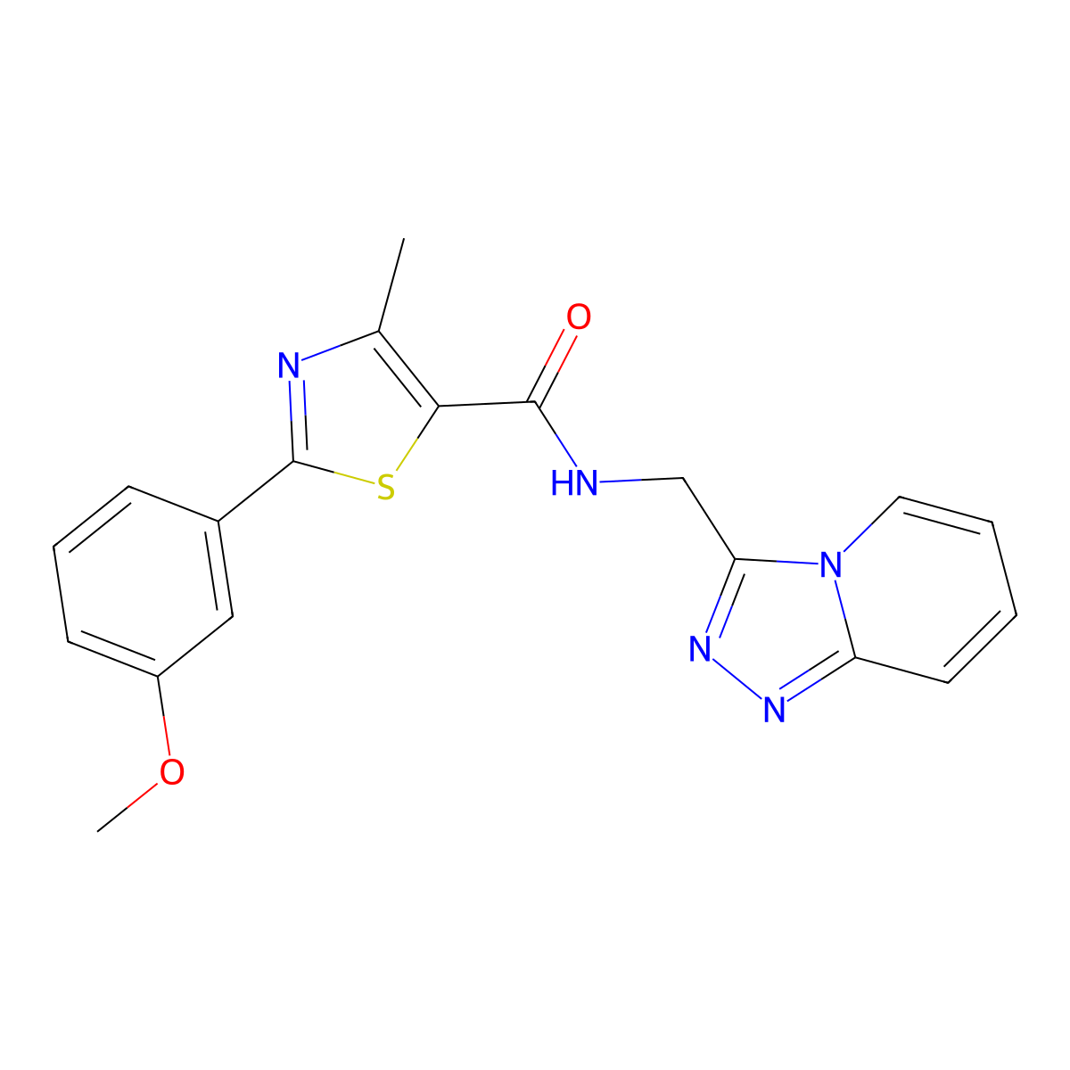2-(3-methoxyphenyl)-4-methyl-N-([1,2,4]triazolo[4,3-a]pyridin-3-ylmethyl)-1,3-thiazole-5-carboxamide molecular structure, CAS 1574465-27-2