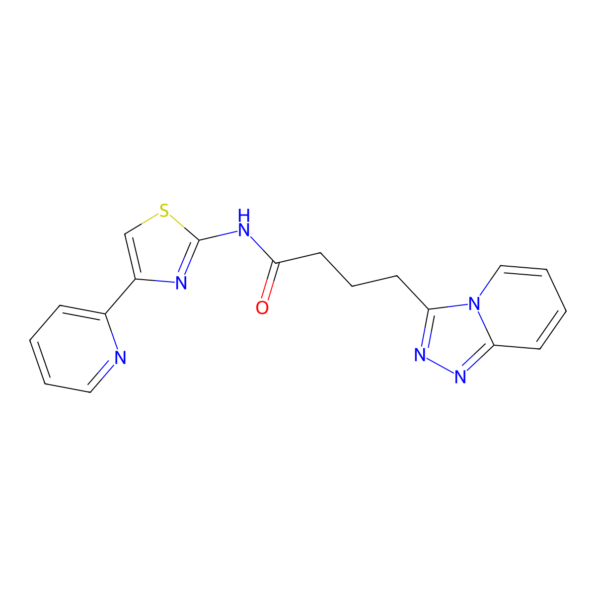 4-([1,2,4]triazolo[4,3-a]pyridin-3-yl)-N-(4-(pyridin-2-yl)thiazol-2-yl)butanamide molecular structure, CAS 1574465-32-9
