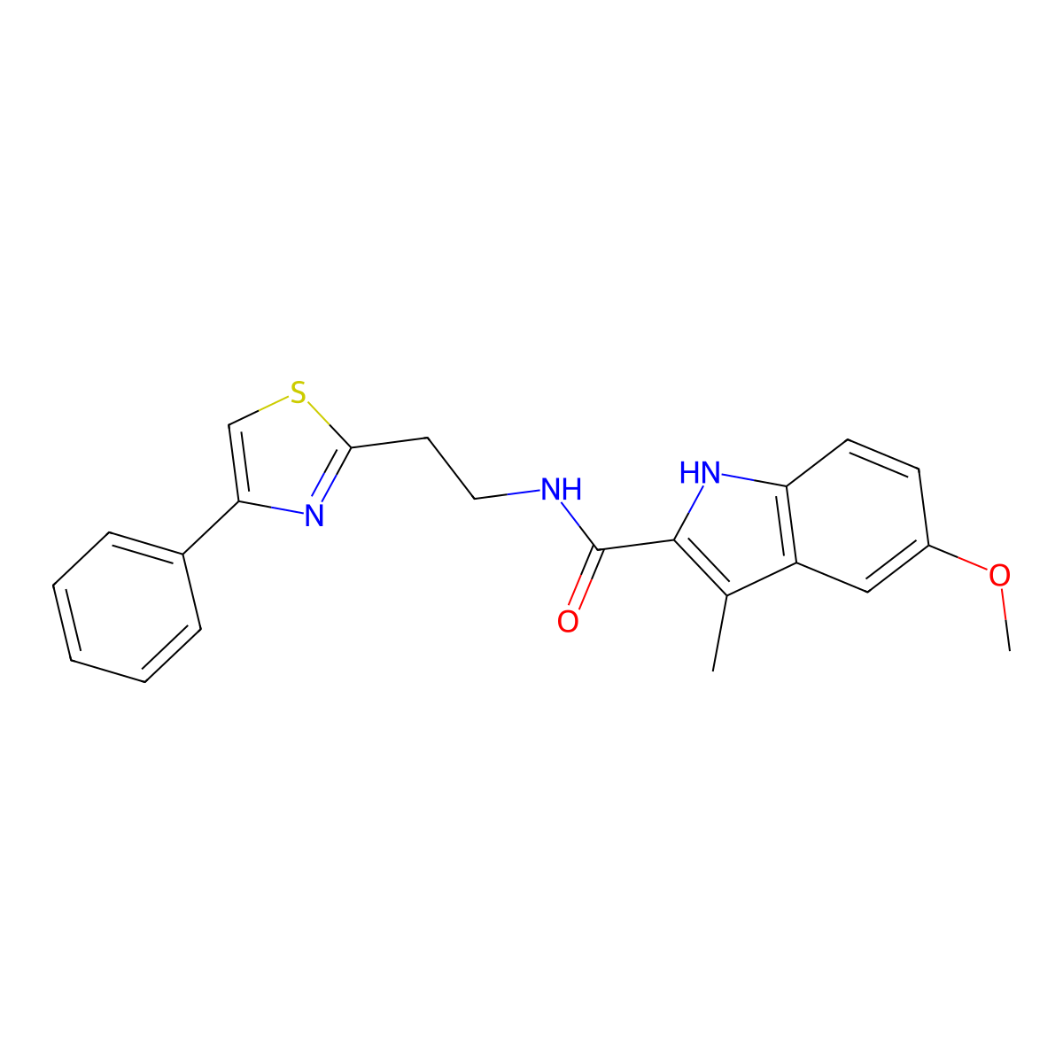 5-methoxy-3-methyl-N-[2-(4-phenyl-1,3-thiazol-2-yl)ethyl]-1H-indole-2-carboxamide molecular structure, CAS 1574465-66-9
