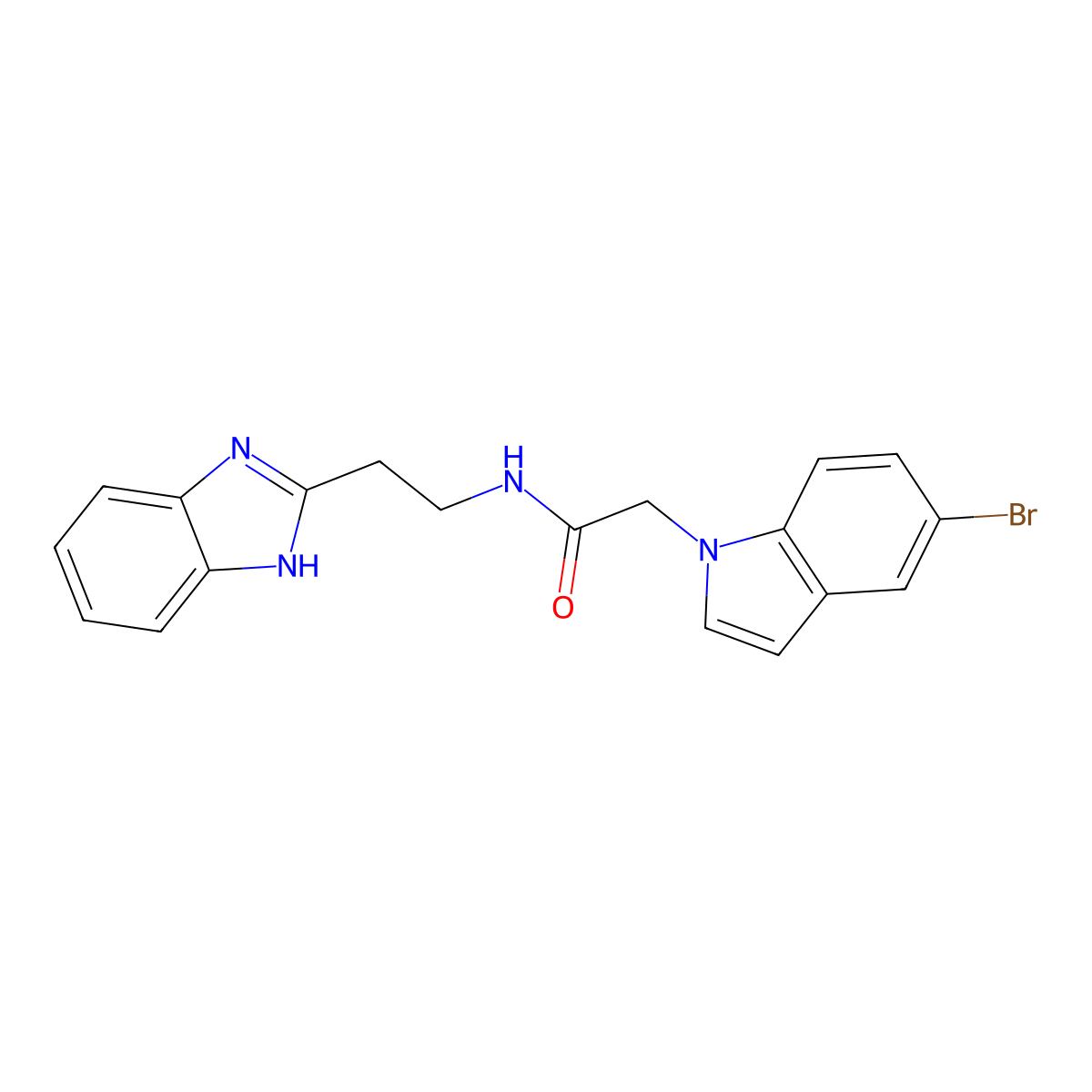 N-[2-(1H-1,3-benzimidazol-2-yl)ethyl]-2-(5-bromo-1H-indol-1-yl)acetamide molecular structure, CAS 1574465-72-7