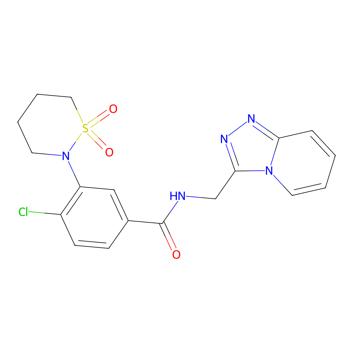 4-chloro-3-(1,1-dioxido-1,2-thiazinan-2-yl)-N-([1,2,4]triazolo[4,3-a]pyridin-3-ylmethyl)benzamide molecular structure, CAS 1574465-87-4