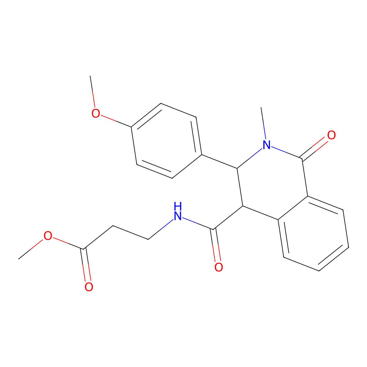 Methyl 3-(3-(4-methoxyphenyl)-2-methyl-1-oxo-1,2,3,4-tetrahydroisoquinoline-4-carboxamido)propanoate molecular structure, CAS 1574466-07-1