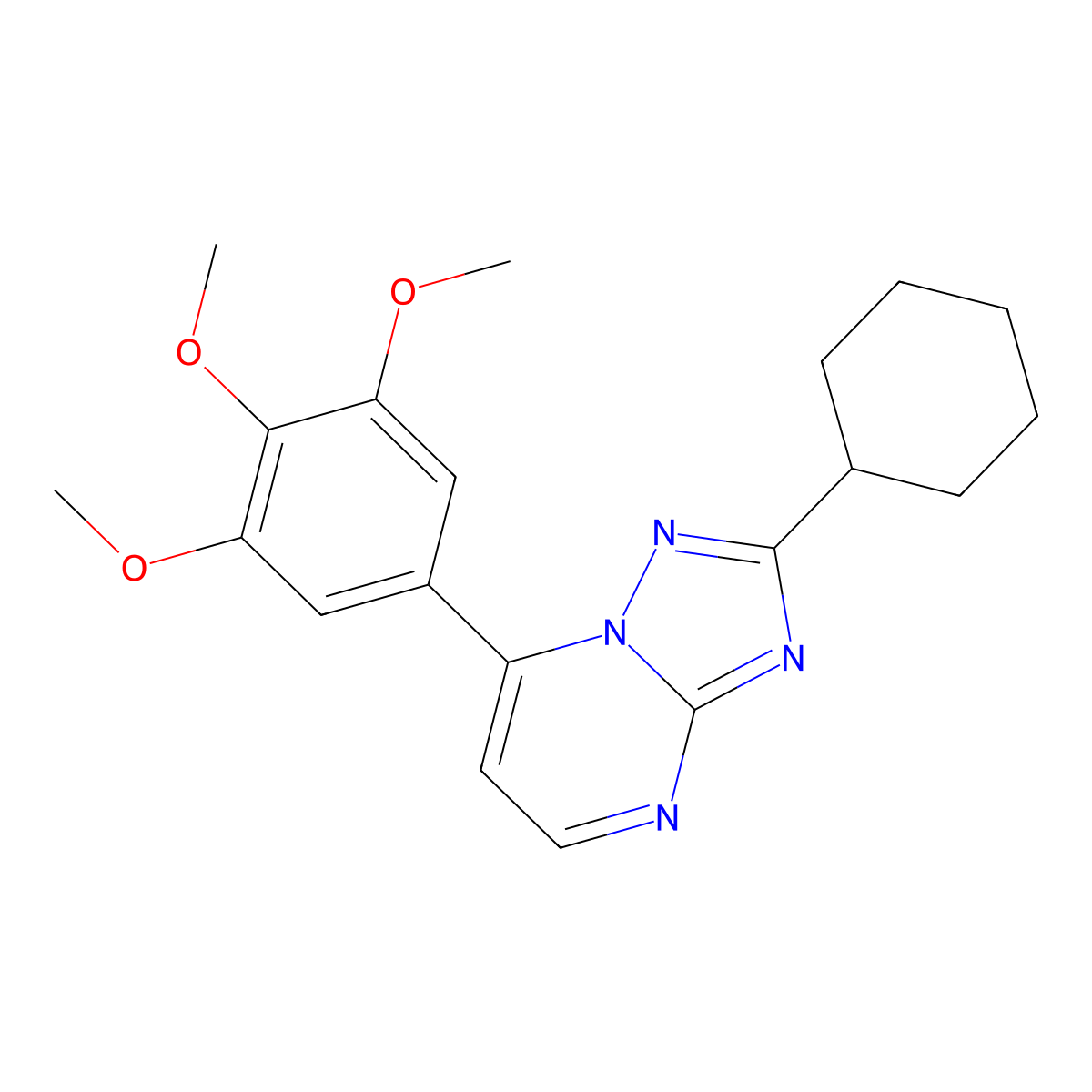 2-Cyclohexyl-7-(3,4,5-trimethoxyphenyl)[1,2,4]triazolo[1,5-a]pyrimidine molecular structure, CAS 1574466-16-2
