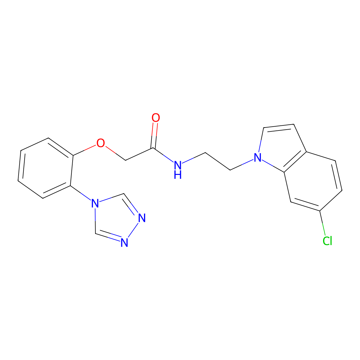 N-[2-(6-chloro-1H-indol-1-yl)ethyl]-2-[2-(4H-1,2,4-triazol-4-yl)phenoxy]acetamide molecular structure, CAS 1574466-18-4