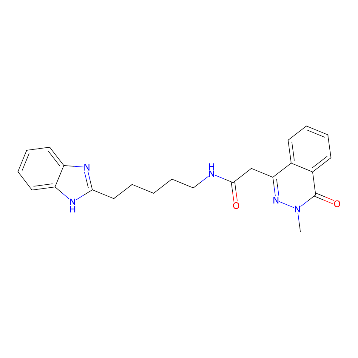 N-[5-(1H-benzimidazol-2-yl)pentyl]-2-(3-methyl-4-oxo-3,4-dihydrophthalazin-1-yl)acetamide molecular structure, CAS 1574466-64-0