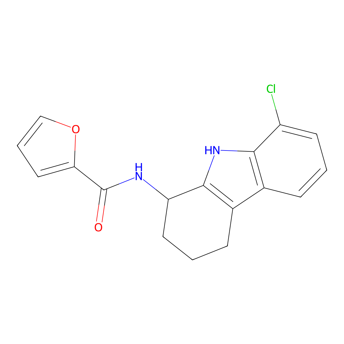 N-(8-chloro-2,3,4,9-tetrahydro-1H-carbazol-1-yl)furan-2-carboxamide molecular structure, CAS 1574466-72-0