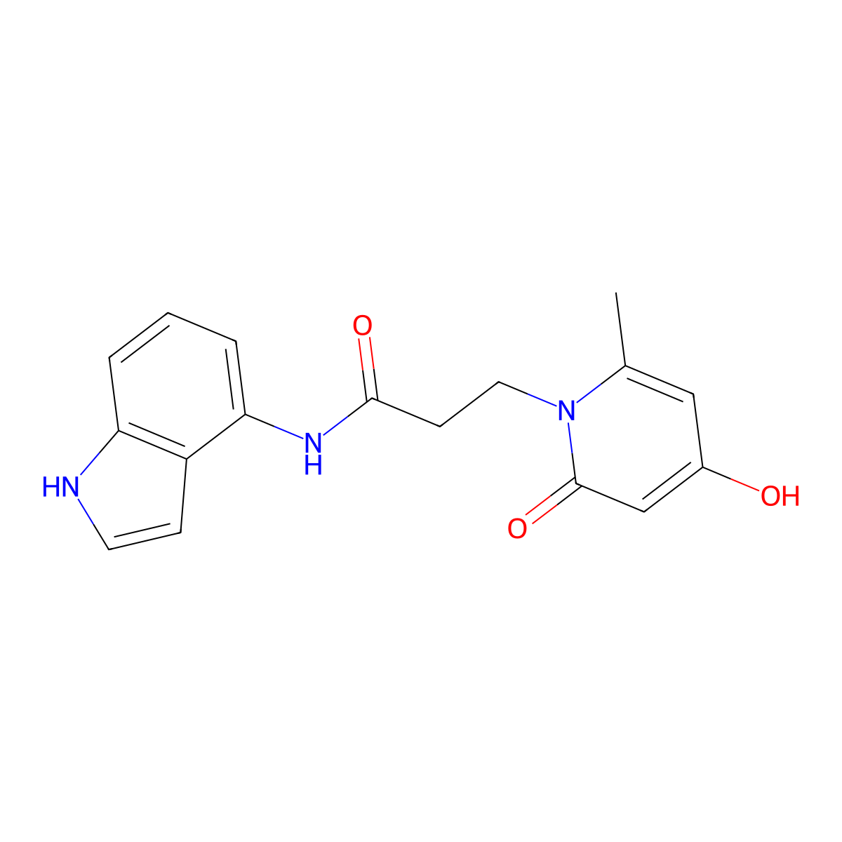 3-(4-hydroxy-6-methyl-2-oxopyridin-1(2H)-yl)-N-(1H-indol-4-yl)propanamide molecular structure, CAS 1574466-86-6
