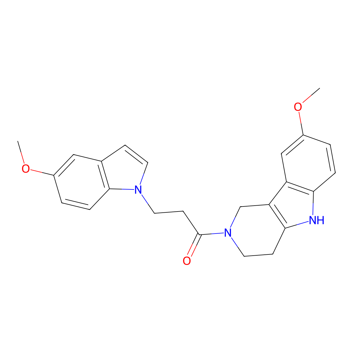 3-(5-methoxy-1H-indol-1-yl)-1-(8-methoxy-1,3,4,5-tetrahydro-2H-pyrido[4,3-b]indol-2-yl)-1-propanone molecular structure, CAS 1574467-45-0
