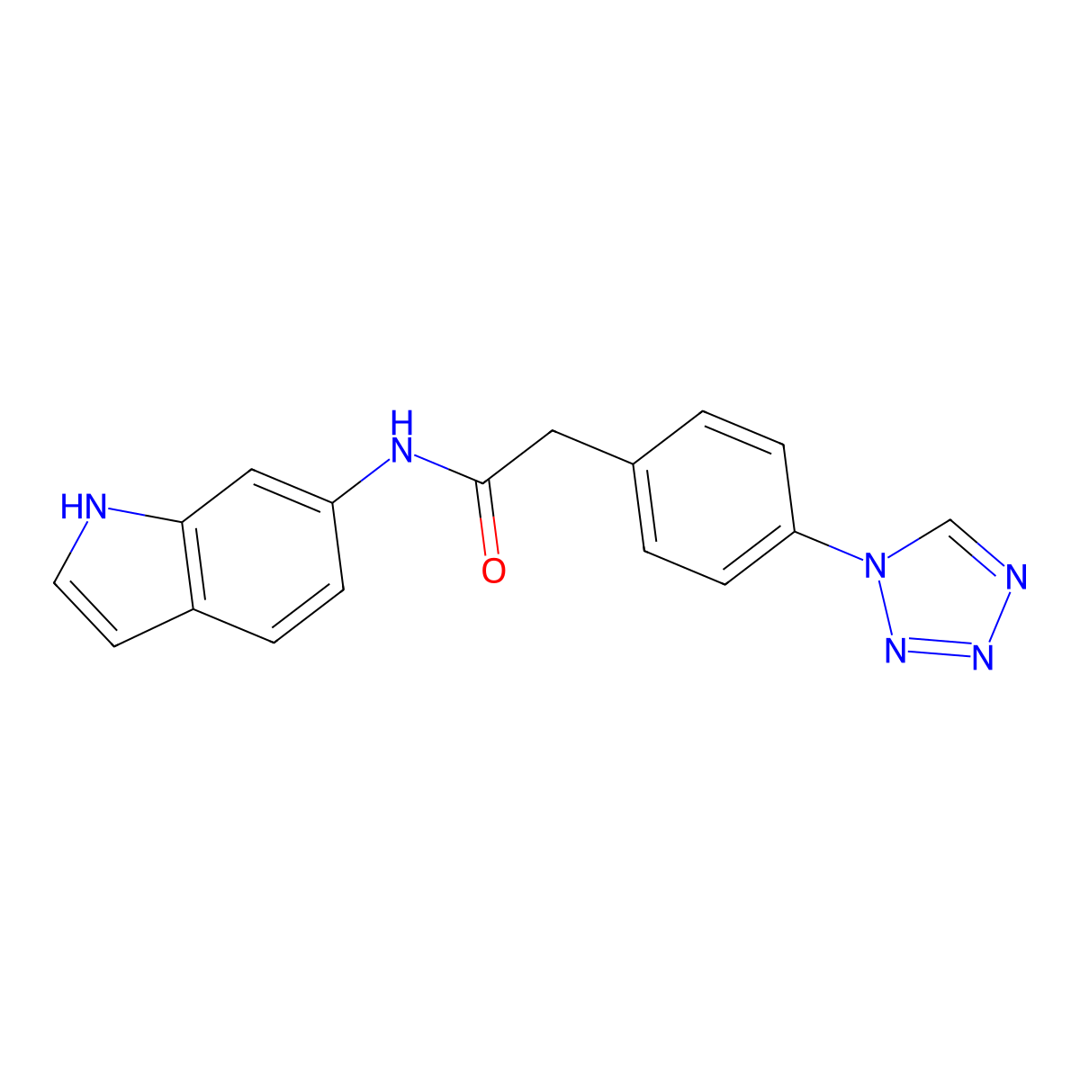 N-(1H-indol-6-yl)-2-[4-(1H-tetrazol-1-yl)phenyl]acetamide molecular structure, CAS 1574467-48-3
