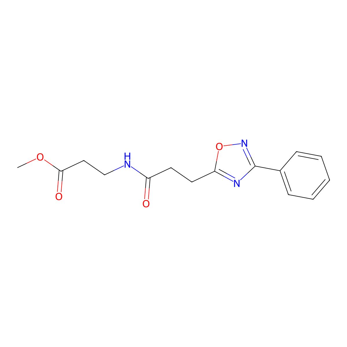methyl N-[3-(3-phenyl-1,2,4-oxadiazol-5-yl)propanoyl]-beta-alaninate molecular structure, CAS 1574467-52-9