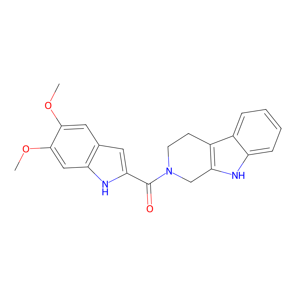 (5,6-dimethoxy-1H-indol-2-yl)(1,3,4,9-tetrahydro-2H-beta-carbolin-2-yl)methanone molecular structure, CAS 1574467-56-3