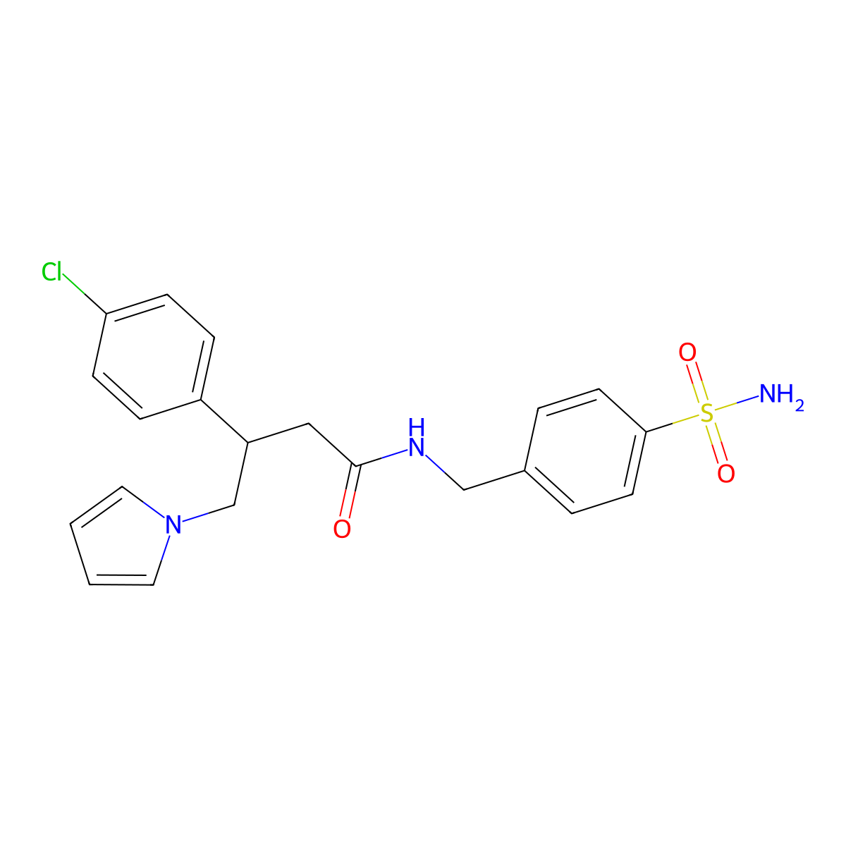 3-(4-chlorophenyl)-4-(1H-pyrrol-1-yl)-N-(4-sulfamoylbenzyl)butanamide molecular structure, CAS 1574467-63-2
