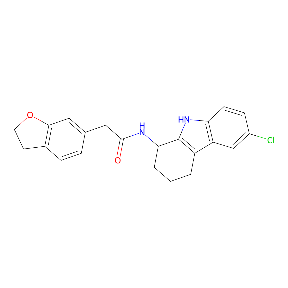 N-(6-chloro-2,3,4,9-tetrahydro-1H-carbazol-1-yl)-2-(2,3-dihydrobenzofuran-6-yl)acetamide molecular structure, CAS 1574467-72-3
