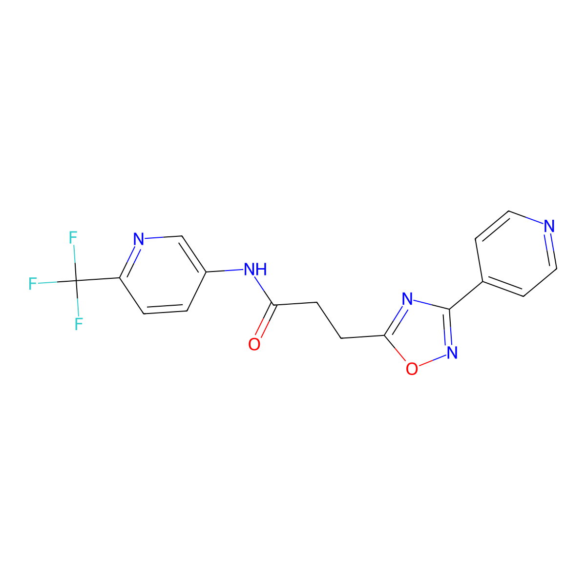 3-[3-(pyridin-4-yl)-1,2,4-oxadiazol-5-yl]-N-[6-(trifluoromethyl)pyridin-3-yl]propanamide molecular structure, CAS 1574467-85-8