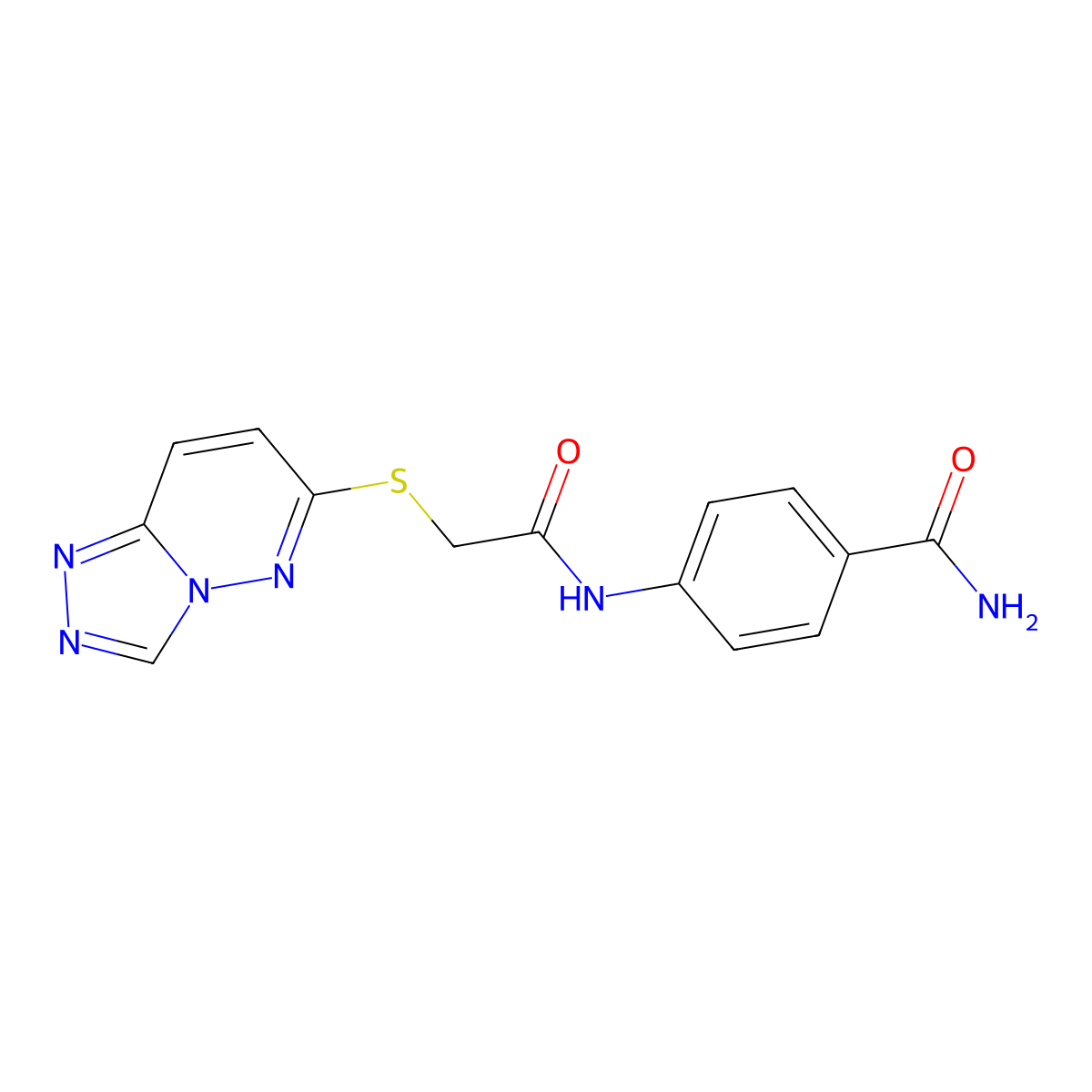 4-{[([1,2,4]Triazolo[4,3-b]pyridazin-6-ylsulfanyl)acetyl]amino}benzamide molecular structure, CAS 1574467-91-6