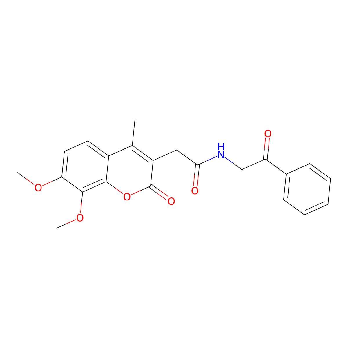 2-(7,8-dimethoxy-4-methyl-2-oxo-2H-chromen-3-yl)-N-(2-oxo-2-phenylethyl)acetamide molecular structure, CAS 1574470-55-5