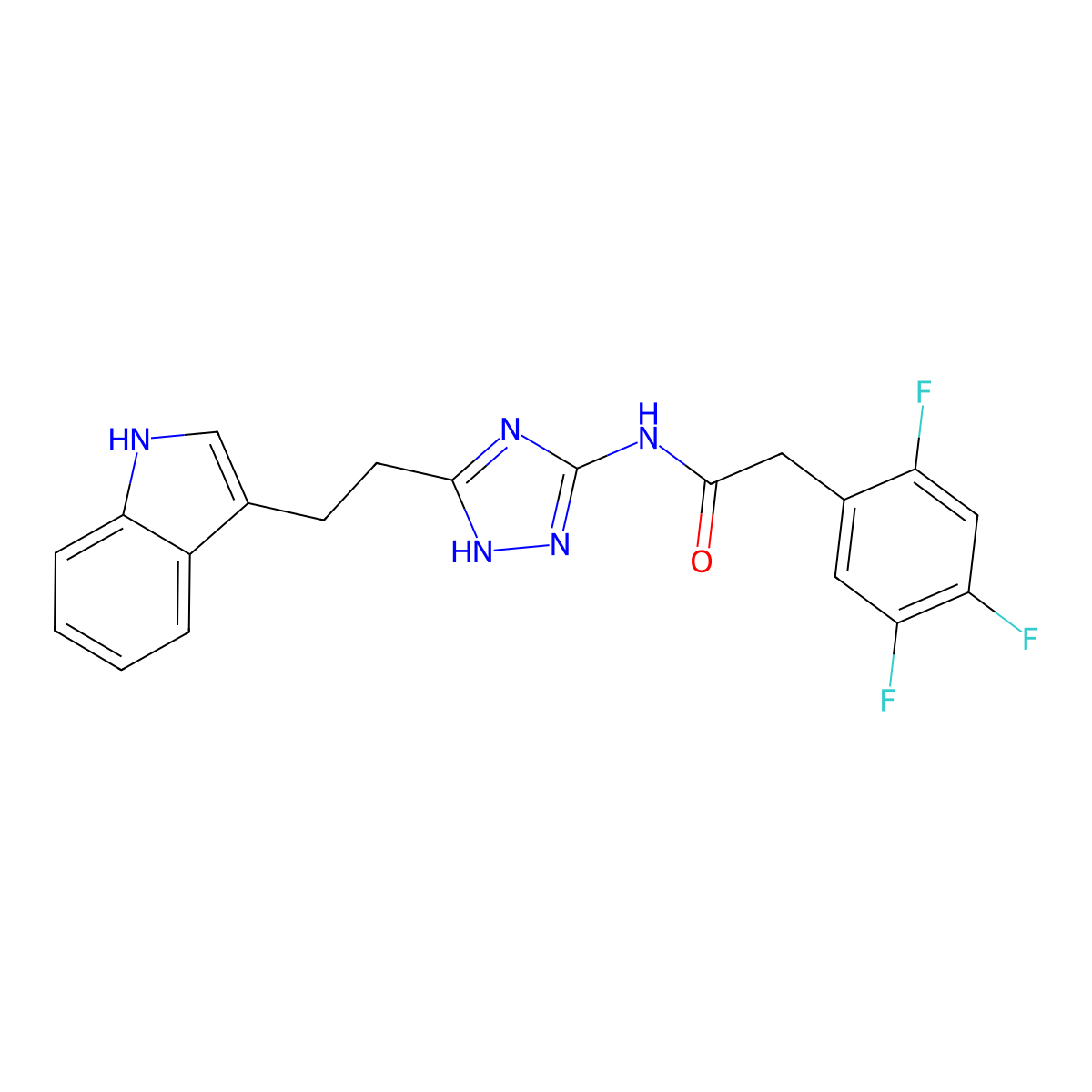 N-{3-[2-(1H-indol-3-yl)ethyl]-1H-1,2,4-triazol-5-yl}-2-(2,4,5-trifluorophenyl)acetamide molecular structure, CAS 1574470-56-6
