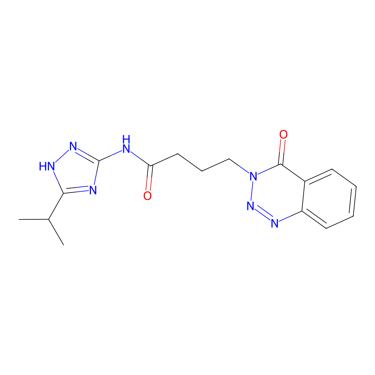 4-(4-oxo-1,2,3-benzotriazin-3(4H)-yl)-N-[3-(propan-2-yl)-1H-1,2,4-triazol-5-yl]butanamide molecular structure, CAS 1574470-57-7
