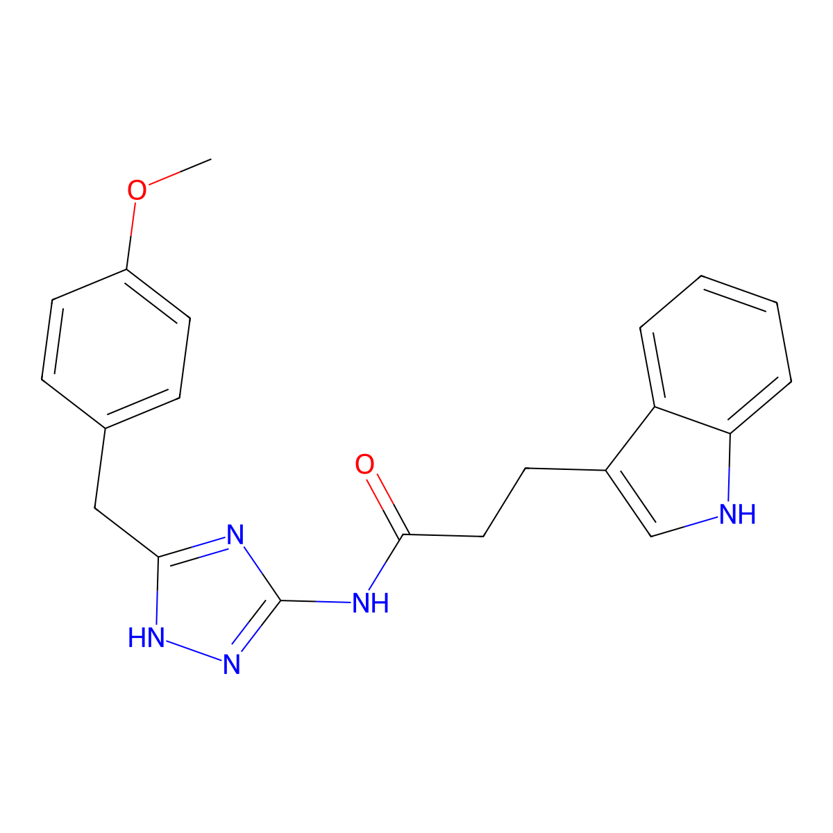 3-(1H-indol-3-yl)-N-[5-(4-methoxybenzyl)-1H-1,2,4-triazol-3-yl]propanamide molecular structure, CAS 1574470-60-2