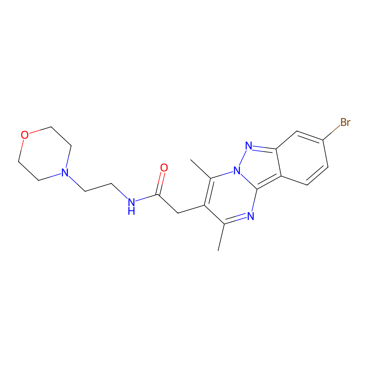 2-(8-bromo-2,4-dimethylpyrimido[1,2-b]indazol-3-yl)-N-(2-morpholinoethyl)acetamide molecular structure, CAS 1574470-63-5