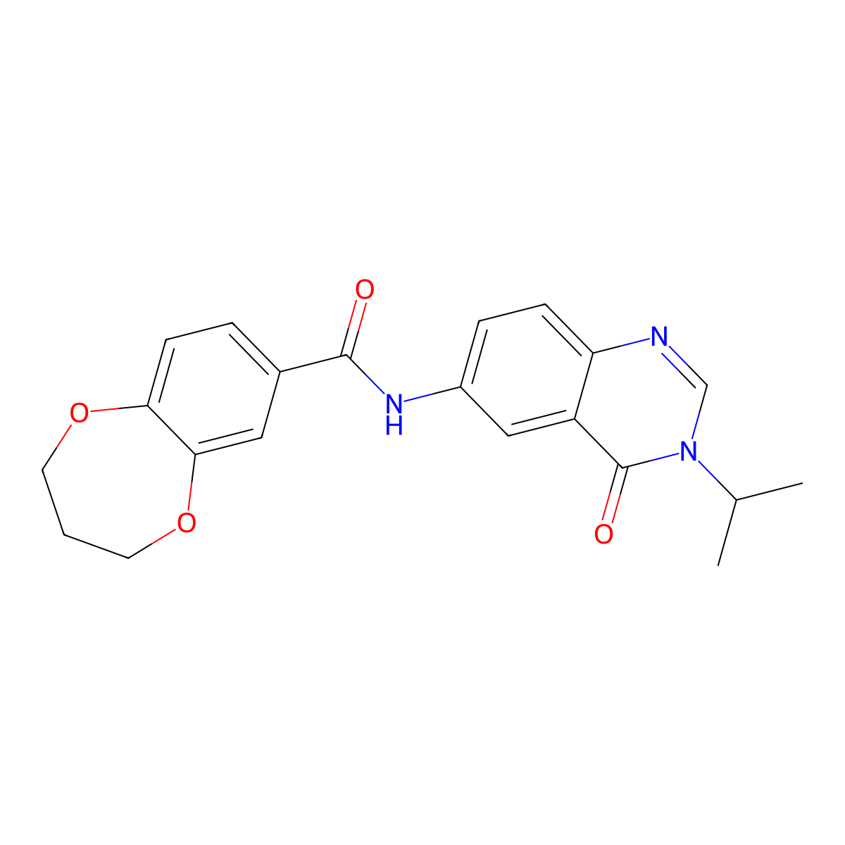 N-[4-oxo-3-(propan-2-yl)-3,4-dihydroquinazolin-6-yl]-3,4-dihydro-2H-1,5-benzodioxepine-7-carboxamide molecular structure, CAS 1574470-66-8