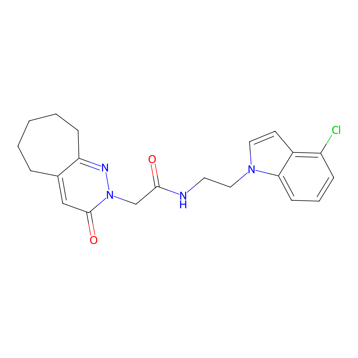 N-[2-(4-chloro-1H-indol-1-yl)ethyl]-2-(3-oxo-3,5,6,7,8,9-hexahydro-2H-cyclohepta[c]pyridazin-2-yl)acetamide molecular structure, CAS 1574470-83-9